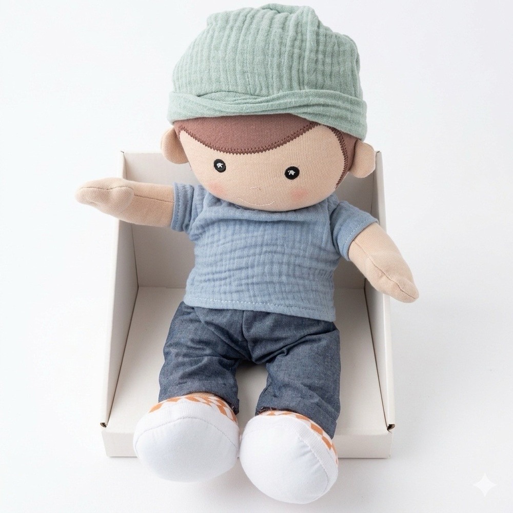 Apple Park Kid Theo Organic Cotton Boy Plush Doll Soft Body NEW IN BOX~READ DESC